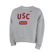 USC Trojans Youth Girls Nike Gray Everyday Campus Crew Neck Sweatshirt